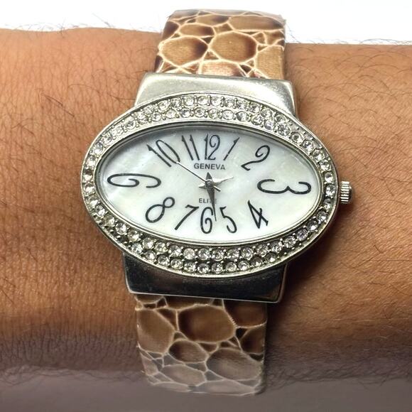 Y2K Silver & Brown Cuff Watch - Picture 2 of 3